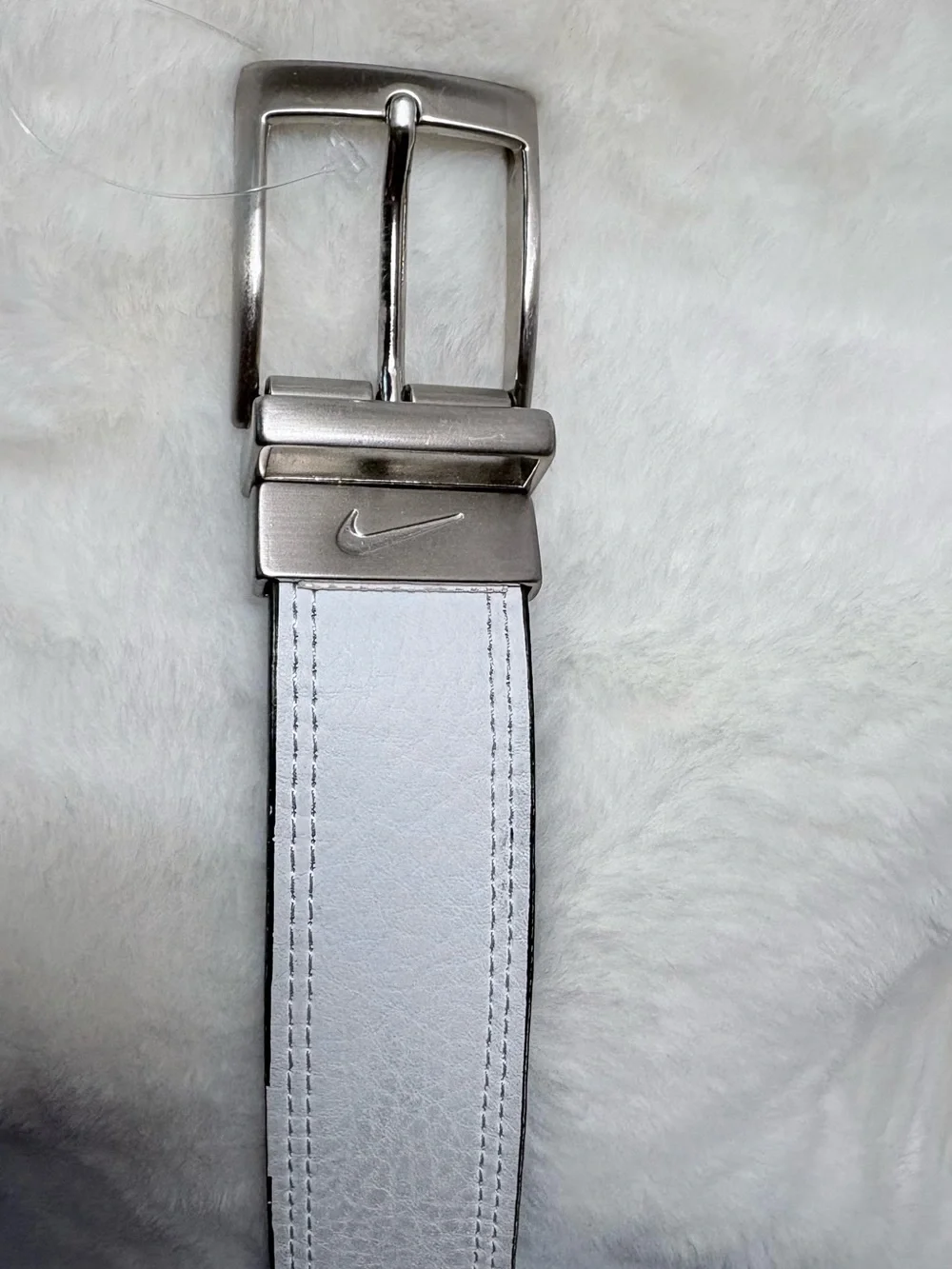 Nike White and Black Reversible Leather Belt